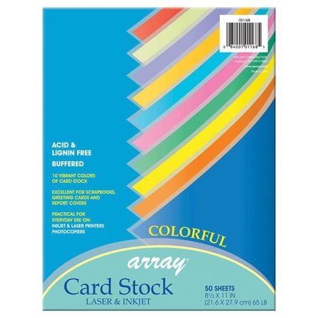 PACON CORPORATION Pacon PAC101168-3 8.5 x 11 in. Pacon Card Stock Colorful - 50 Sheets Per Pack - Pack of 3 PAC101168-3